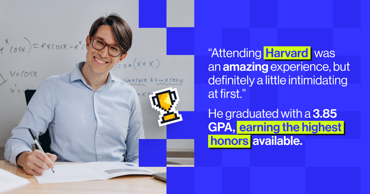 "Attending Harvard was an amazing experience." Manhar graduated with a 3.85 GPA, earning the highest honors available.